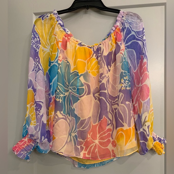 Ramy Brook Addison Floral Off the Shoulder 100% Silk Top Size Small NWT - Picture 7 of 16